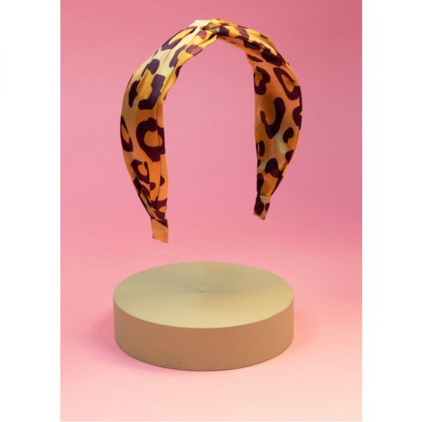 Satin-Haarreif Leopard Senf (Powder)