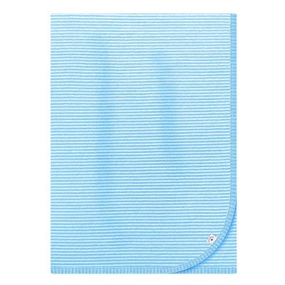 Strickdecke weiss/hellblau gestreift (bellybutton)