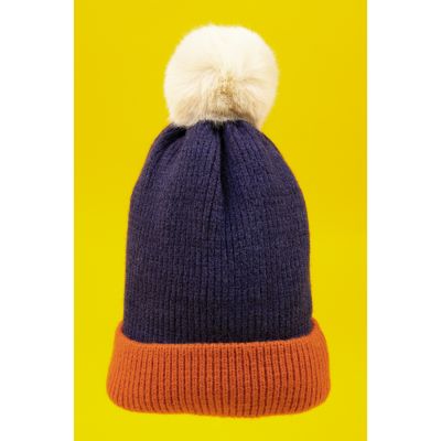 Bommelmütze Bonnie Navy/Mandarine (Powder)